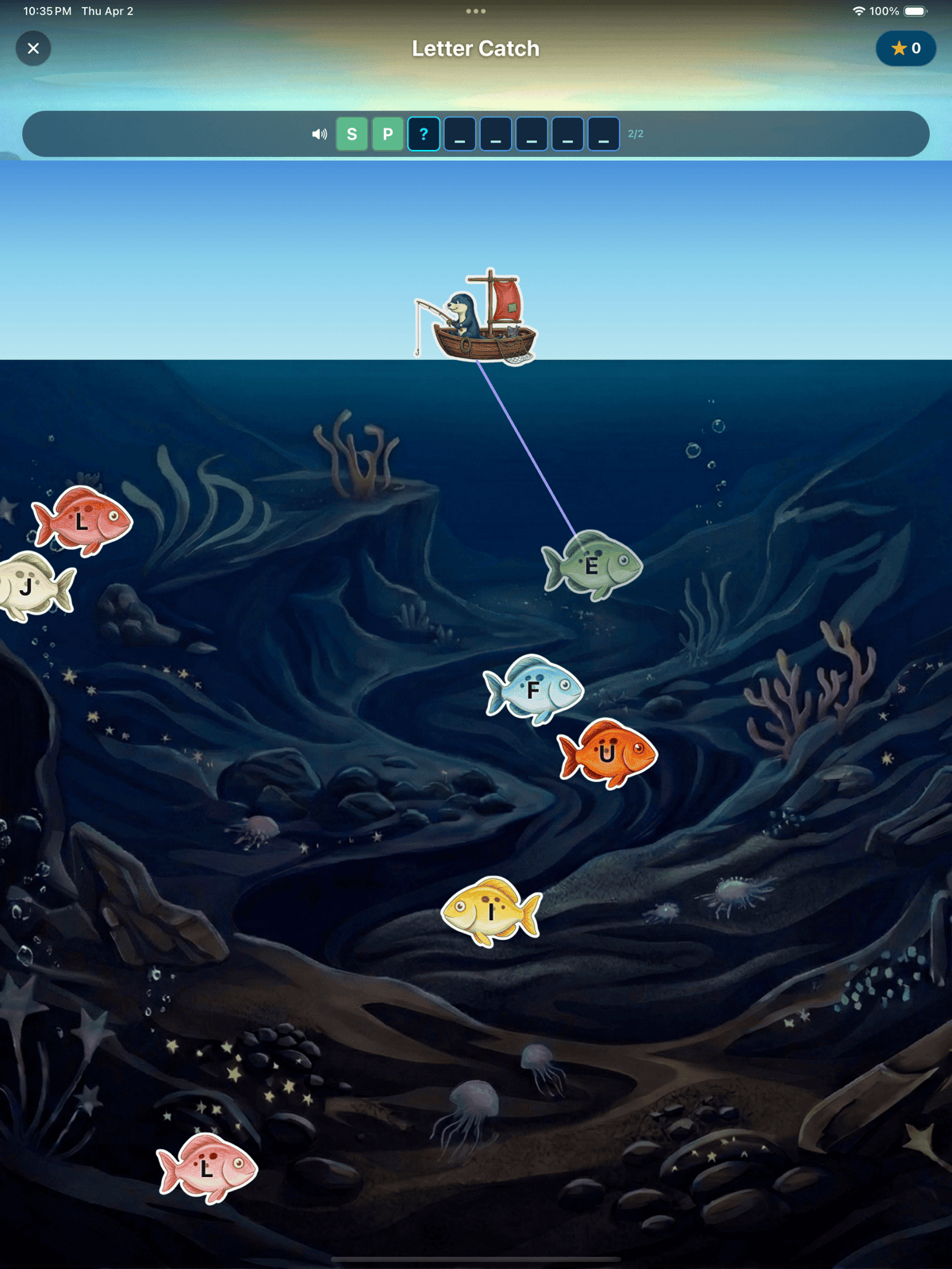 Letter Catch gameplay — catching falling letters